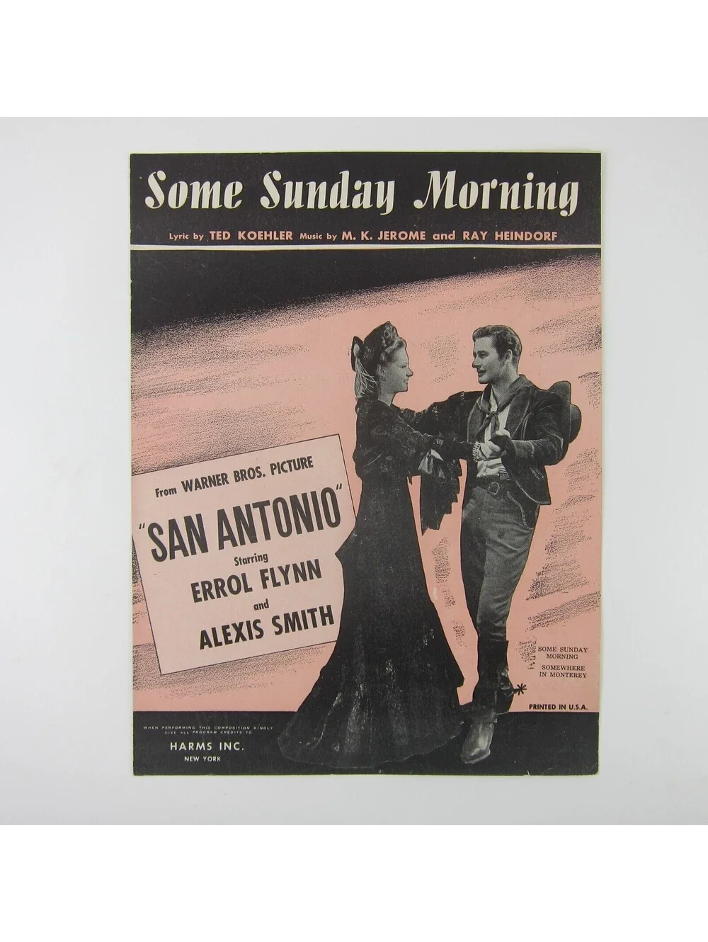 Sheet Music Some Sunday Morning San Antonio Errol Flynn Alexis Smith Vintag 1945